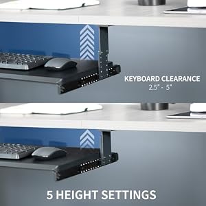 VIVO Black Under Desk 27 x 11 in Adjustable Keyboard Tray, MOUNT-KB27HB — photo 6 of 6