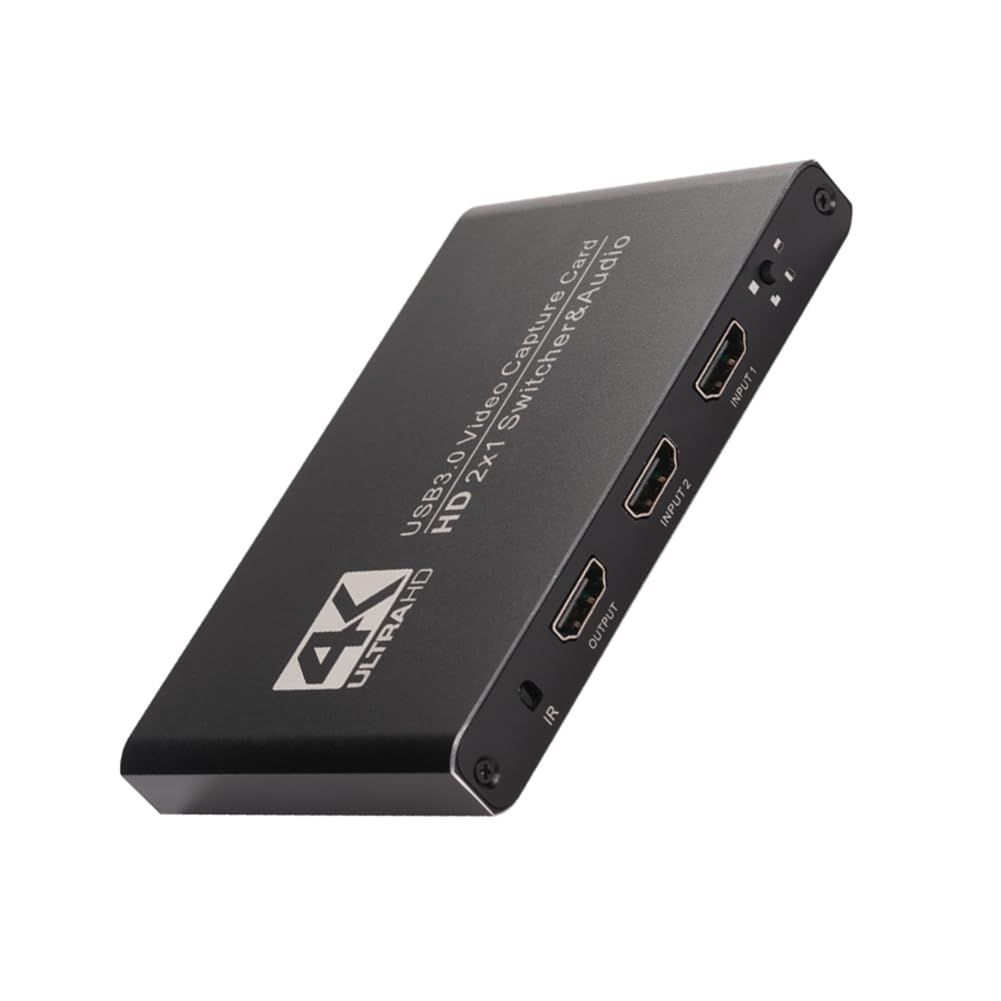 Tarjeta de Captura de Video con Corte de Pantalla Dual 2x1, Compatible con, 2 Canales A USB 3.0, Conmutador de Audio, Captura de Juegos OBS y Transmisión en Directo.