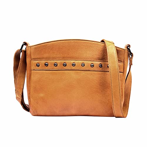 Locking Concealed Carry Leather Purse Autumn Crossbody for Medium-Frame Handgun with Universal Holster