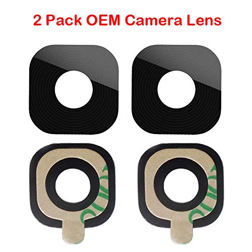 Afeax Compatible with Samsung Back Rear Camera Glass Lens Replacement for Samsung Galaxy S6 G920 / S6 Edge G925 Blue or Black+ Adhesive Tape 2 Pack