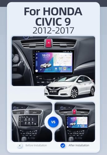 Autoradio Tactile 9 Android 13 Honda Civic 2012-2017 Bluetooth Auto GPS DAB+ - 5