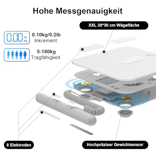 Körperfettwaage mit App für digitale Körperanalyse