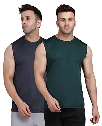 Image of Men's Regular Fit Sleeveless T-Shirt (Pack of 2)