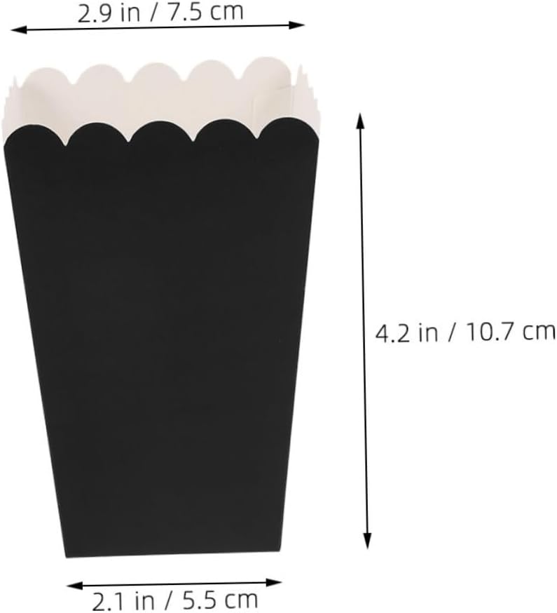 ARTIBETTER 100pcs Black Paper Popcorn Boxes for Movie Night Party Paper Snack Containers with Favor Box Design for Wedding and Event Supplies