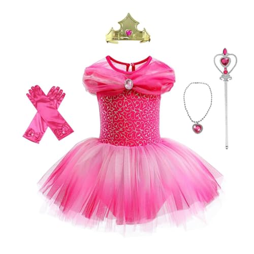 Lito Angels Princess Aurora Sleeping Beauty Ballerina Costume Ballet Leotard Fancy Dance Wear Tutu Dress with Accessories for Kids Girls Age 7-8 Years