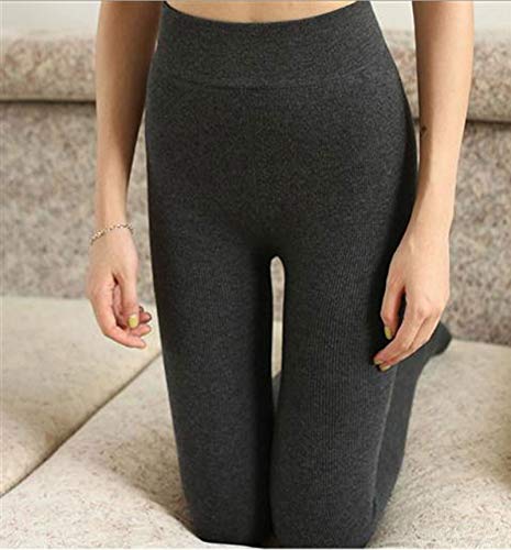 YALIXI Leggins Termicos Mujer,300G Adelgazantes Otoño E Invierno Más Leggings De Terciopelo Pantalones Térmicos De Rayas Y Terciopelo para Mujer, Pisados, Paquete De 2,Dark Gray,Step on