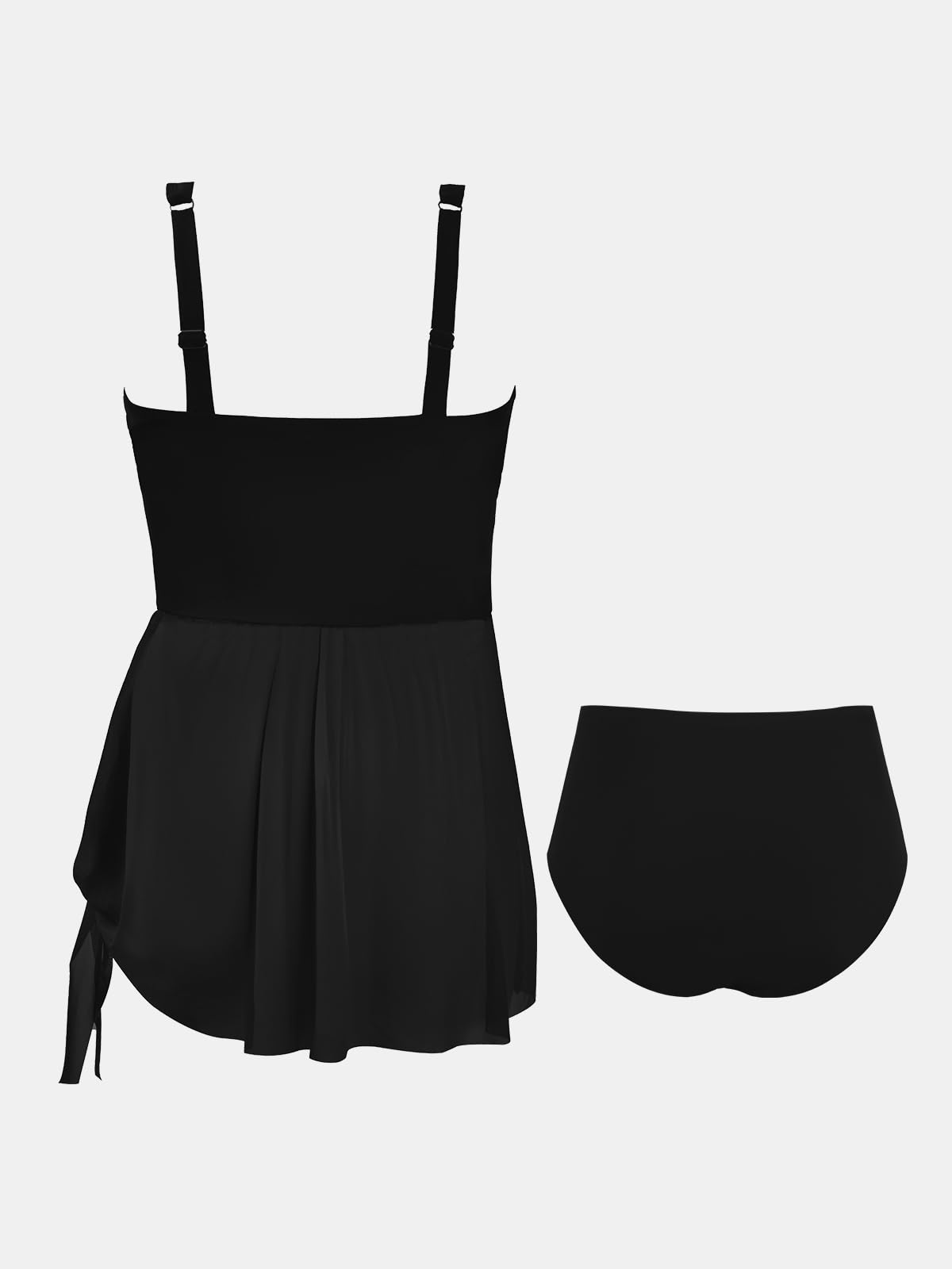 CUPSHE Ensemble tankini deux pièces pour femme - Taille haute - Col en V - En maille froncée - À nouer soi-même