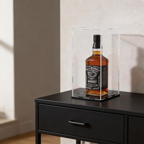 Image of RAPAL Clear Acrylic Display Case,7 x 7 x 10 inch Self Assemble Small Display Box Stand with Black Base, Dustproof Protection Showcase for Collectibles Memorabilia Figurines