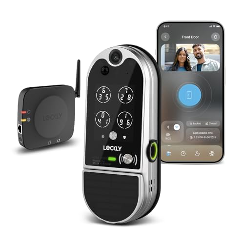Lockly Vision Elite Video Smart Lock with Camera, Smart Wi-Fi Deadbolt for Front Door, PIN GenieÂ® Keypad, Fingerprint Door Lock, Motion Sensor, App Remote Control, 2 Way Audio Doorbell, No Monthly Fee