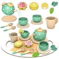 SOLMAN Toys for 2 Year Old Girls,Gifts for Girls,Wooden Tea Set for Toddlers,Toys for Girl Gifts,Pretend Play Kids Tea Set for Girl Gift
