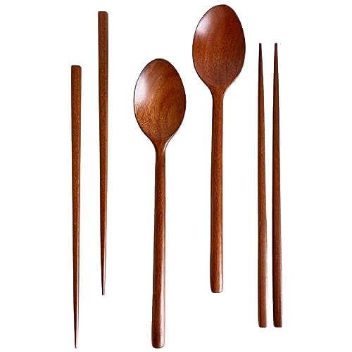 cozymomdeco Korean Made Natural Lacquer Coated Wooden Chopsticks & Spoon Utensil Flatware Jujube...