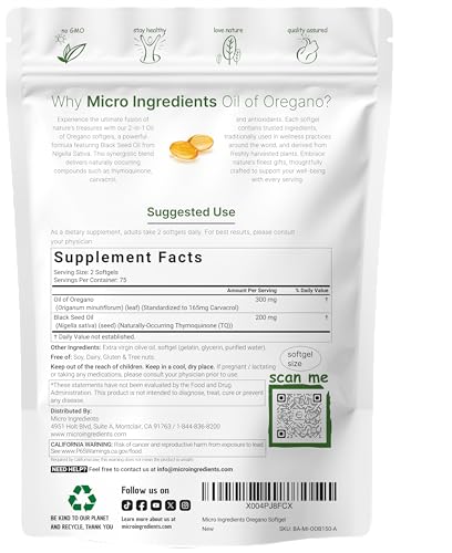 Micro Ingredients Oil of Oregano with Black Seed Oil