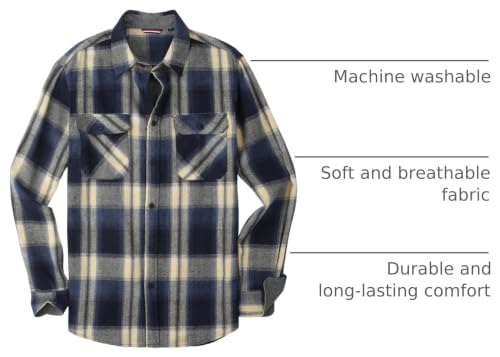 Image of WARHORSEE Flannel Shirt for Men Long Sleeve Button Down Plaid Shirts