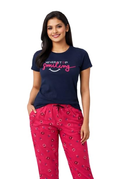 nisvaa Women’s Hosiery Cotton Night Suit Set Round Neck Short Sleeve Top & Shorts Soft Breathable-picture-53