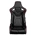 BRAUM Elite-R Series Racing Seats – Fixed Bucket Seat with Carbon Fiber Backing – Black Leatherette with Red Piping and Stitching + Bottom Mount (Fits up to 38