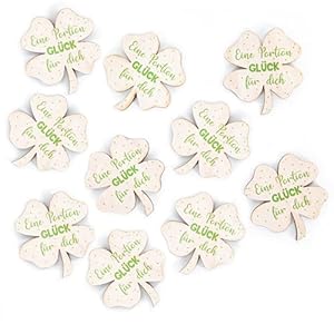 Logbuch-Verlag 10 Kleine Glücksbringer Kleeblatt Holz