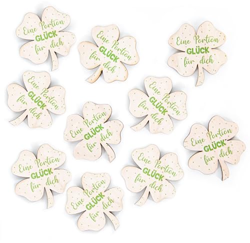 Logbuch-Verlag 10 Kleine Glücksbringer Kleeblatt Holz