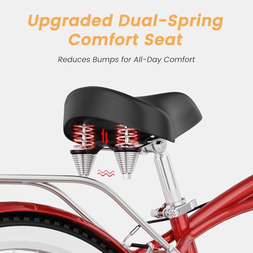 Image of Beach Cruiser Bike for Women and Men, 24 /26 Inch 7-Speed Adult Bicycle