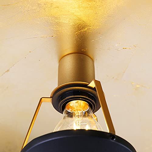 Qazqa Moderno Lámpara de techo vintage negra/oro 60cm - EMILIENNE Novo Acero Redonda Adecuado para LED Max. 1 x 60 Watt