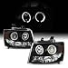 For Chevy Suburban Avalanche Tahoe Black Dual Halo Ring LED DRL Projector Replacement Headlights Lamp