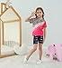 Axumity Kid Toddler Baby Girls Clothes Colorblock Leopard Print Short Sleeve T-Shirt Summer Shorts Set(6-7t)