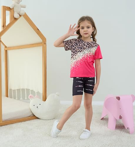 Image of Axumity Kid Toddler Girl Clothes Summer Ruffle Sleeve Figure Graphic Shirt + Shorts Summer Outfits Set