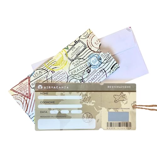 Lina OFFICINE GRAFICHE Creative Tarjeta de Regalo de Viaje, tamaño 21 x 10 cm, con sobre para Tarjeta