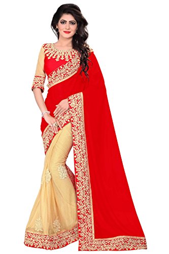 Indian Sari Fashion Women's Saree with Unstitch Blouse Piece (red)