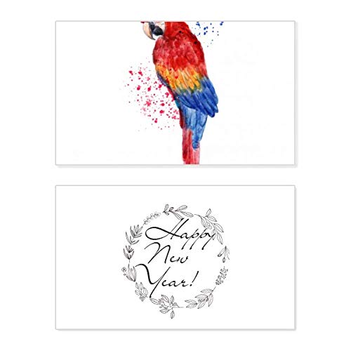 Tarjeta conmemorativa de Año Nuevo con texto de loros Psittaciformes