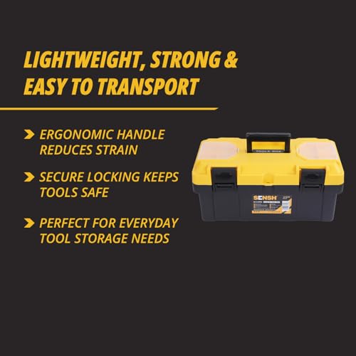 Image of Plastic Tool Box 17 Inch | Unbreakable PP body with ABS Plastic Handle| Non Slip Latch | Lock Hole | Top Organizer | Tool Tray, Designed for Home, DIY and Professional Applications