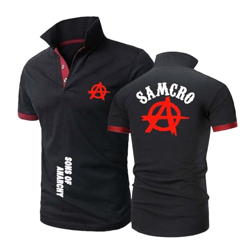 TGFQINAM Polos Cómodos para Hombre para A.na.RC.h.y S.on.s Active tee Top Ropa Tenis Camiseta De Manga Corta Chándal con Cuello Suave Camiseta Lisa De Media-HeiS+HongS||XXL