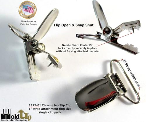 Image of Holdup Silver No-Slip replacement suspender patented clips (12, 1 1 /8)