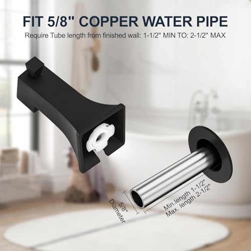 Juego de grifería para bañera y ducha, juego de grifo de ducha negro mate con válvula, cabezal de ducha lluvia cuadrado de 8 pulgadas y salida para bañera, sistema de ducha de latón completo para bañera miniatura 4