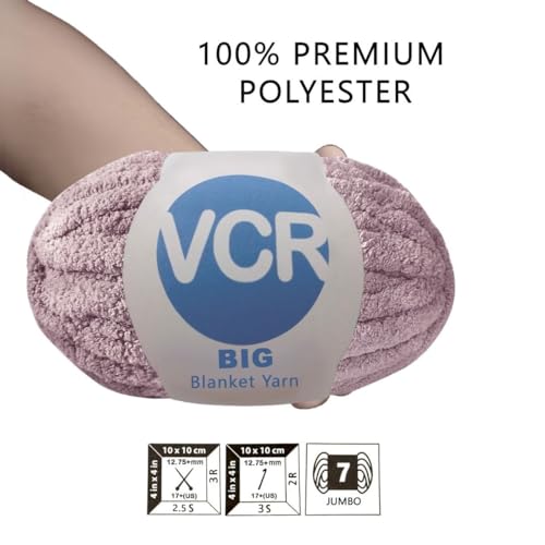 Image of VCR Liac Yarn, 200 Grams Big Chunky Hank, 22 Meters Length, Suitable for Knitting Blankets and Pillows, 100% Polyester Yarn Ball for Crochet DIY, Soft Threads, Pack of 1