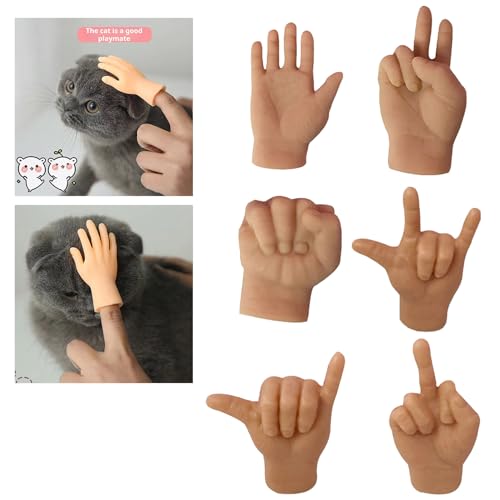Bidbory 6 PCS Tiny Hands for Cats Paws, Mini Little Plastic Thug Hands for Cats, Cat Tiny Human Hand