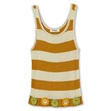 Speechless Girls' Sleeveless Stripe Sweater Knit Top, Ivory/Gold, X-Large