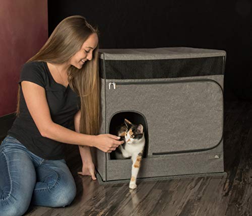 Image of Pet Gear Pro Pawty for Cats with LittertraX Mat, Put an end to Scattered Litter. Box not incl, Soft Charcoal
