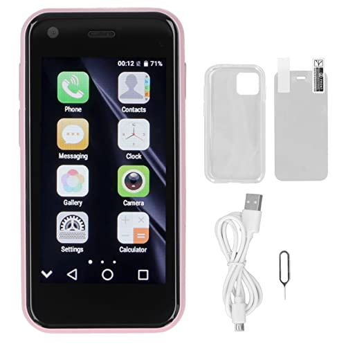 Mini Smartphone Rosa med Dubbla Kameror och 4 Kärnor, 1580mAh