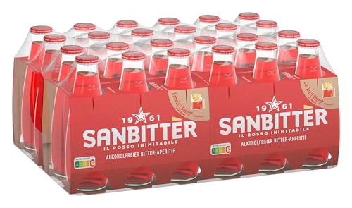 Sanbittèr | Alkoholfreier Aperitif aus Italien | Bittersüß-herbes Aroma | Aus Zitrusfrüchten und feinen Alpenkräutern | Für Mixgetränke | Von der Kultmarke San Pellegrino | 24er Pack (24 x 98ml)