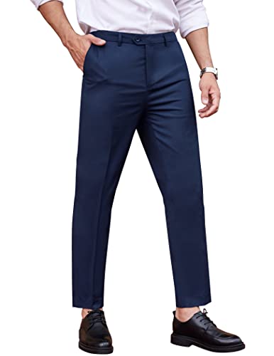 Coofandy Mens Pants Classic Fit Dress Flat Front Straight Premium No Iron Casual, Blue, 34W X 29L #TOP1