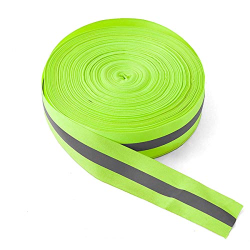 High Visibility Reflective Tape Strip, Fabric Florescent Reflective Safety Tape Sew-on Warning Safety Trim… (1.97in0.79in, Green)