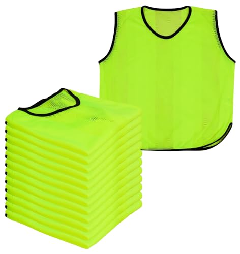 A2Z 12 Pack Sports Formazione Mesh Bavaglini Lightweight - Sports Bibs Yellow 12 Pack XL/2XL