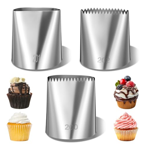 3 Pcs Large Piping Tips Set, Stainless Steel Cake Icing