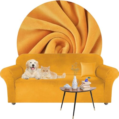 Domidekor - Sofa Überzug Senfgelb- Couch und Sofabezug 2 Sitzer - Sofaüberwurf für Wohnzimmer - Sesselbezug Stretch - Elastische Samt Couchbezug - Breite 145-185cm - Oeko-Tex 100 Domidekor - Sofa Überzug Senfgelb- Couch und Sofabezug 2 Sitzer - Sofaüberwurf für Wohnzimmer - Sesselbezug Stretch - Elastische Samt Couchbezug - Breite 145-185cm - Oeko-Tex 100