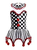 Lorilida Kids Girls Medieval Circus Clown Costume Ballet Dance Tutu Dress Fancy Dress Up Jumpsuit Leotard Black&Red 12 Years