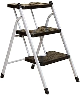Ladder Step Ladders Folding Step Stool 3 Step Ladder Metal Stepladders with Not Slippery Wide Pedal Portable Lightweight Small Ladders (330 Lb)(Color : Purple) (Black)