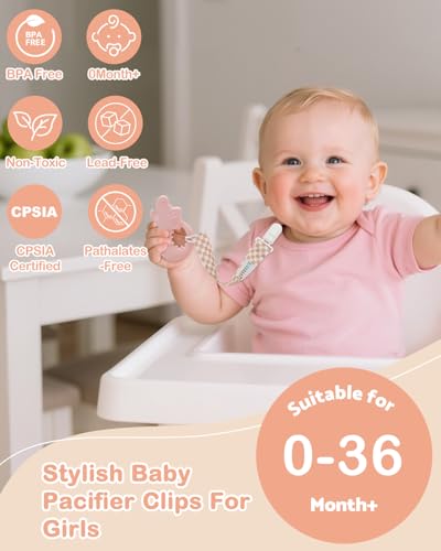 Image of ALVABABY Pacifier Clips 8 Pack Pacifier Binky Paci Holder Leashes for Baby Teethers 8DP17A