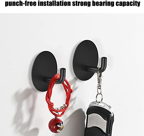 8 Pcs Self Adhesive Hooks, Sticky Wall Hooks Stainless Steel Adhesive Wall Hanger Black Anti-Rust Waterproof Sticky Hooks for Kitchen Bathroom Office Toilet Hanging Coats , No Drill Glue Needed