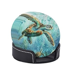 Cfan Meeresschildkröte Lederuntersetzer Set 6 Stück