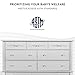 Evolur Aurora Dresser for Bedroom, Baby Dresser Organizer with 7 Spacious Drawers, Nursery Dresser with Crystal Knobs, and Queen Anne Style Feet